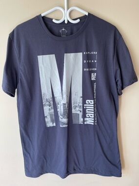 Men's Manila Graphic Tee - Charcoal Crew Neck